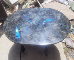 Labradorite Oval Table Top, Stone Coffee Table, Stone Dining Table, Dining Room Furniture, Decorative Table, Kitchen Counter top, Home Decor Unique Handicrafts IND