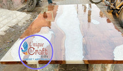 White Epoxy Table | Epoxy Table | Custom Wood Table | Wooden Epoxy Table | Epoxy Furniture | Home Decor | 100% Handmade | Dining Table Unique Handicrafts IND