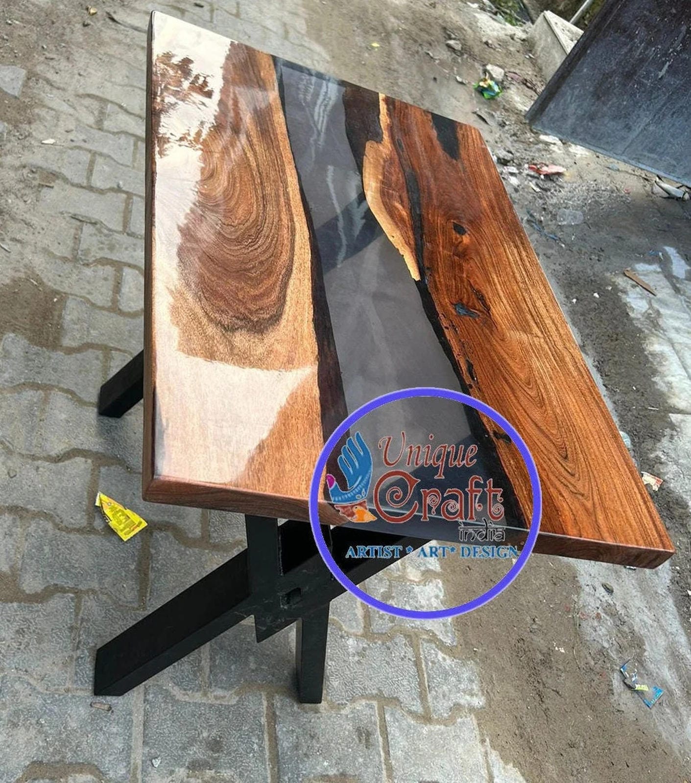 Epoxy River Table With Clear Resin Live Edge /Coffee/ Dining Table, Custom Handmade Furniture Unique Handicrafts IND