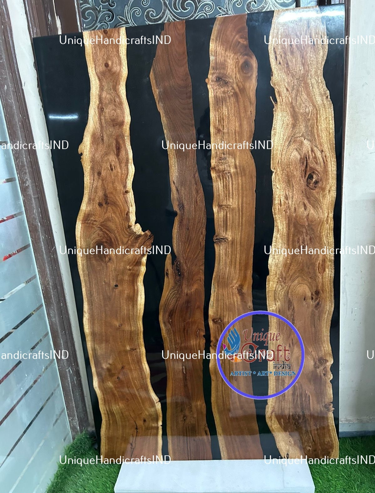 Wooden Barn door ,Black Epoxy Resin Wooden Handmade Arts Entrance Front Doors Wood Wall Decor Art, Unique Door for home and Hotels Unique Handicrafts IND
