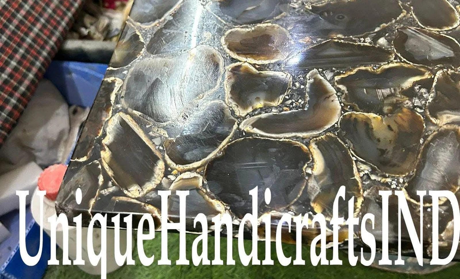 Black Agate Stone Countertop /Slab ,Agate Natural Stones Dining /Coffee Table Top Home Kitchen & Bathroom Countertops Slab Unique Handicrafts IND