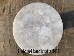 White Quartz Table top ,Quartz Stone Round Table, Quartz Side table, Agate Center Table, Sofa Table, Coffee Table Home Decor Unique Handicrafts IND