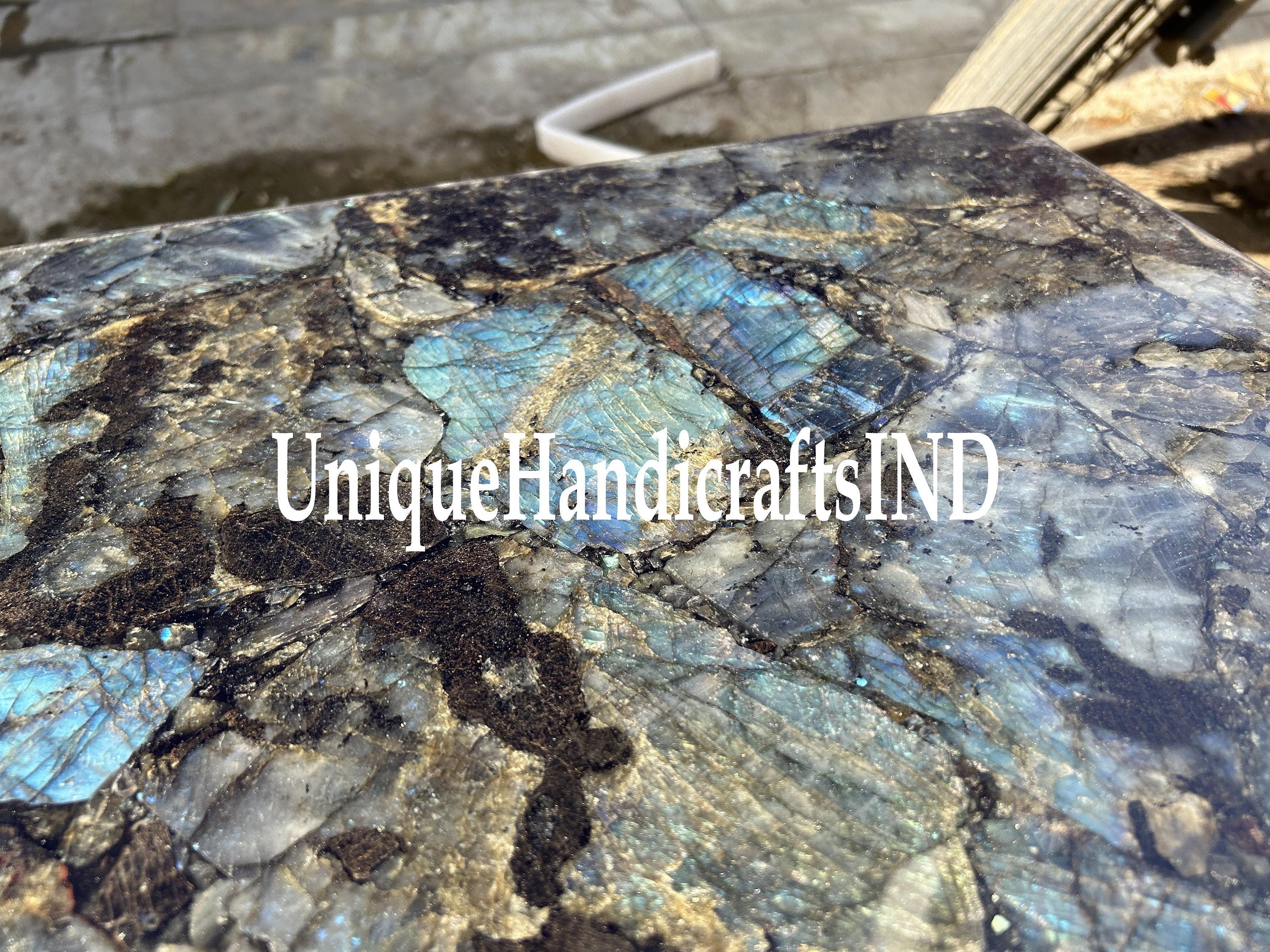 Natural Labradorite Countertop Vanity Slab Handmade Agate Stone Kitchen Countertop Custom Handmade Bathroom & Kitchen Decor Furniture Unique Handicrafts IND