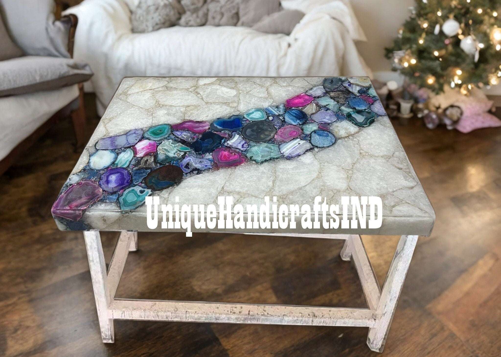Coffee Table top ,Mix Agate stone  table top,Semi Precious Gemstone Table top ,Handmade Living room Furniture For Home Decor Unique Handicrafts IND