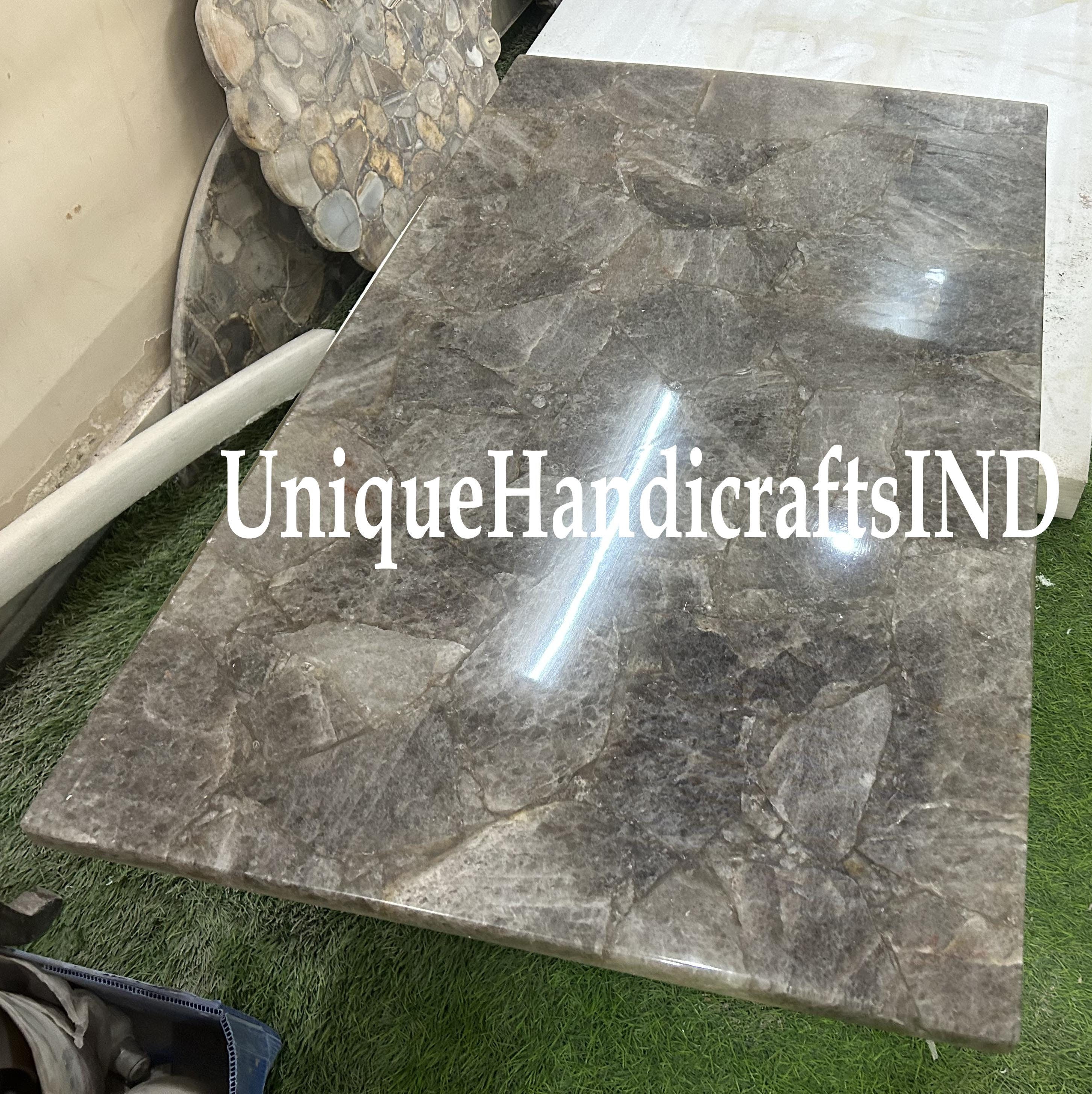 Smoky Quartz coffee/dining Table Top,Natural Smoky Crystal Quartz Hallway Table,Agate Quartz Counter Top for Bar Deco Home Interior Unique Handicrafts IND