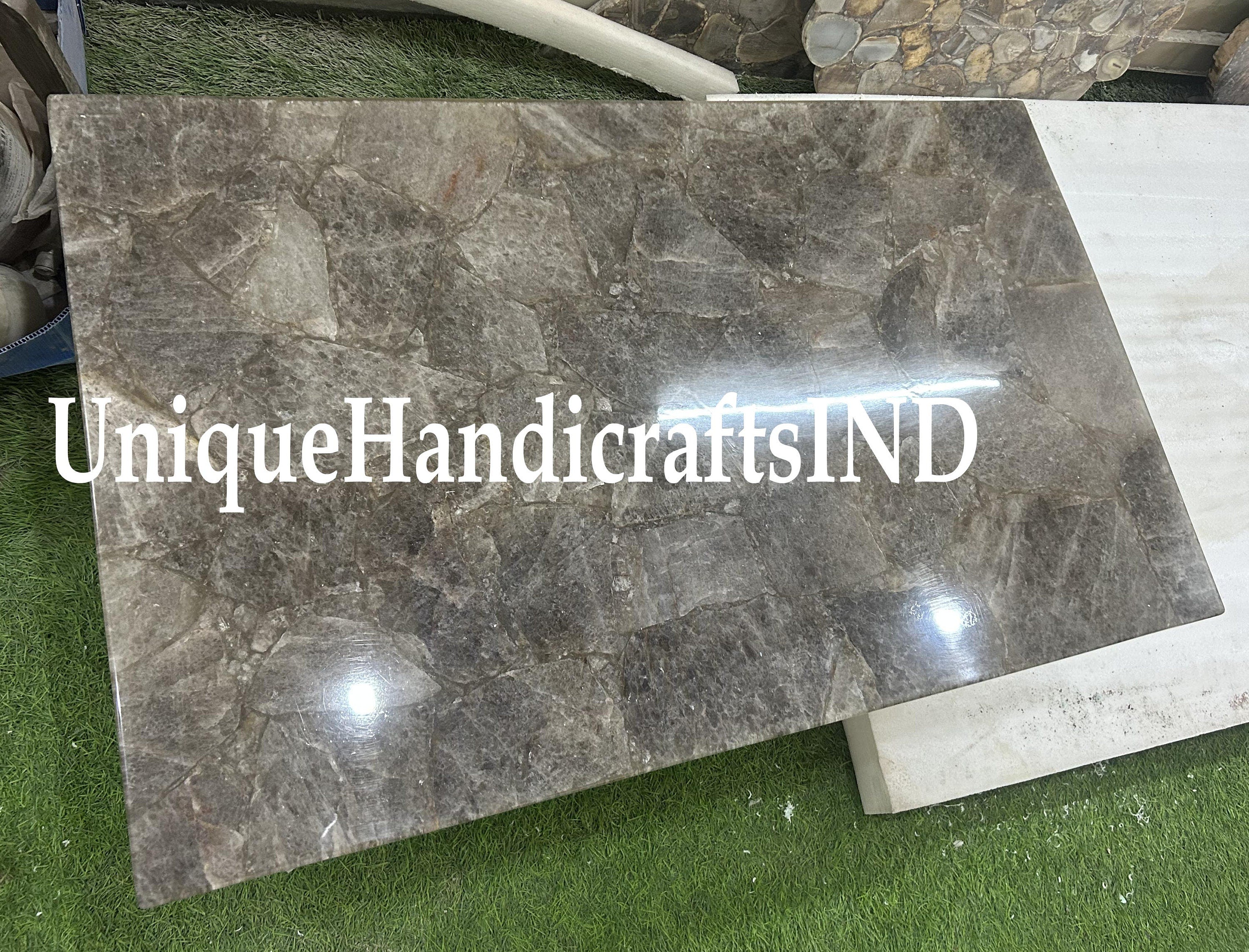 Smoky Quartz coffee/dining Table Top,Natural Smoky Crystal Quartz Hallway Table,Agate Quartz Counter Top for Bar Deco Home Interior Unique Handicrafts IND