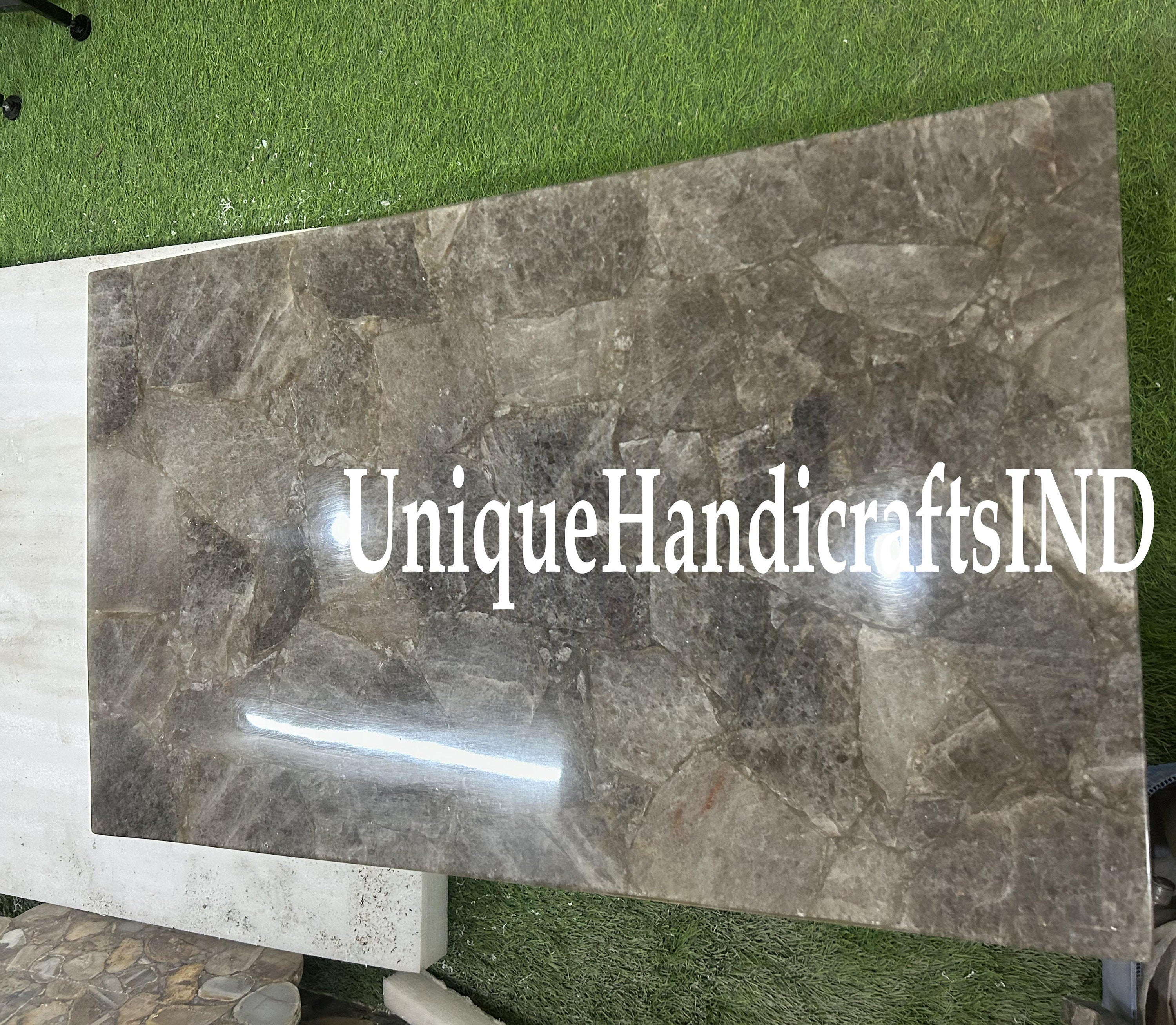 Smoky Quartz coffee/dining Table Top,Natural Smoky Crystal Quartz Hallway Table,Agate Quartz Counter Top for Bar Deco Home Interior Unique Handicrafts IND