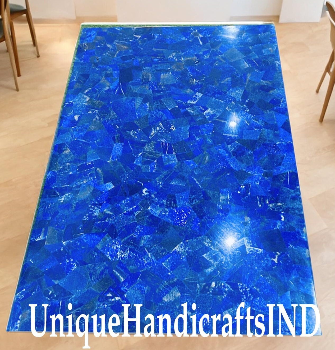 Lapis Lazuli Stone Table – Luxury Slab for Coffee, Dining, or Kitchen Island Countertops Unique Handicrafts IND