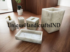Quartz bathroom set, Stones Bathroom Vanity Accessories, Quartz Bathroom Vanity Set, Bathroom Accessories Set of Agate, Soap Dispenser Set Unique Handicrafts IND