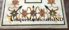 White Marble Coffee table top ,Dining Table Top With Inlaid semi precious stone Pietradura Design of Floral Pattern Handmade Furniture Unique Handicrafts IND