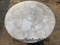 White Quartz Table top ,Quartz Stone Round Table, Quartz Side table, Agate Center Table, Sofa Table, Coffee Table Home Decor Unique Handicrafts IND