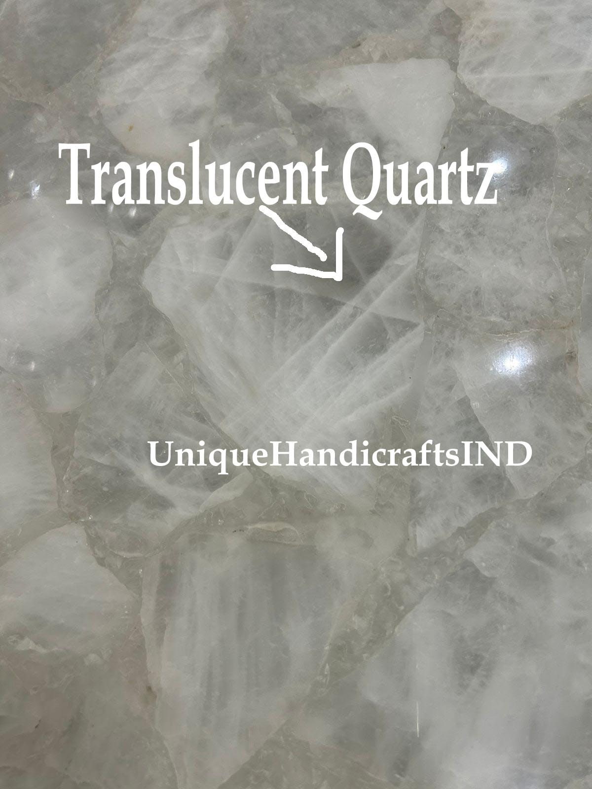 Crystal Table With White Quartz Stone Dining/Coffee/Center/Kitchen Table Countertops Slab For Home & Farmhouse Decor Furniture Unique Handicrafts IND