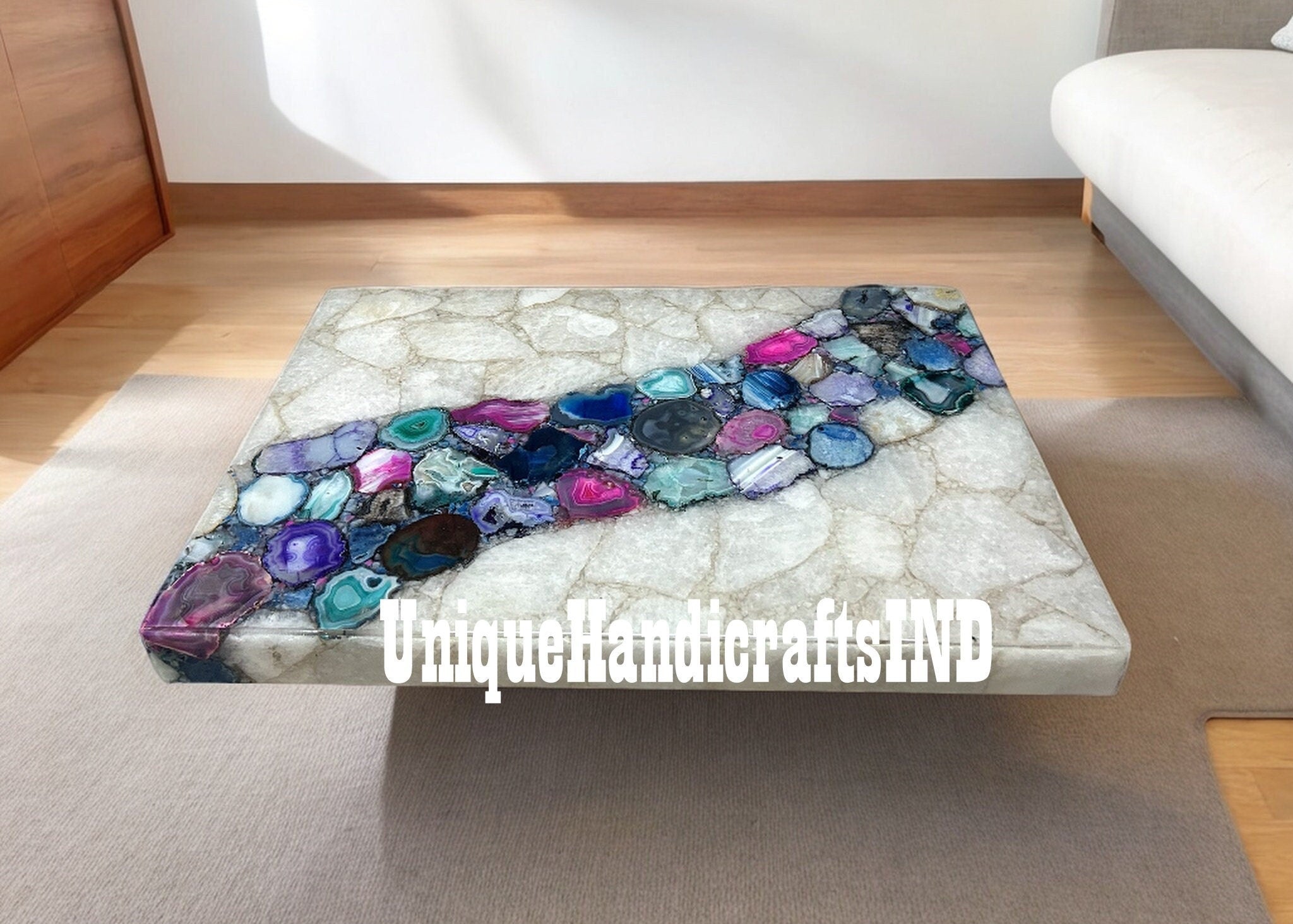 Coffee Table top ,Mix Agate stone  table top,Semi Precious Gemstone Table top ,Handmade Living room Furniture For Home Decor Unique Handicrafts IND