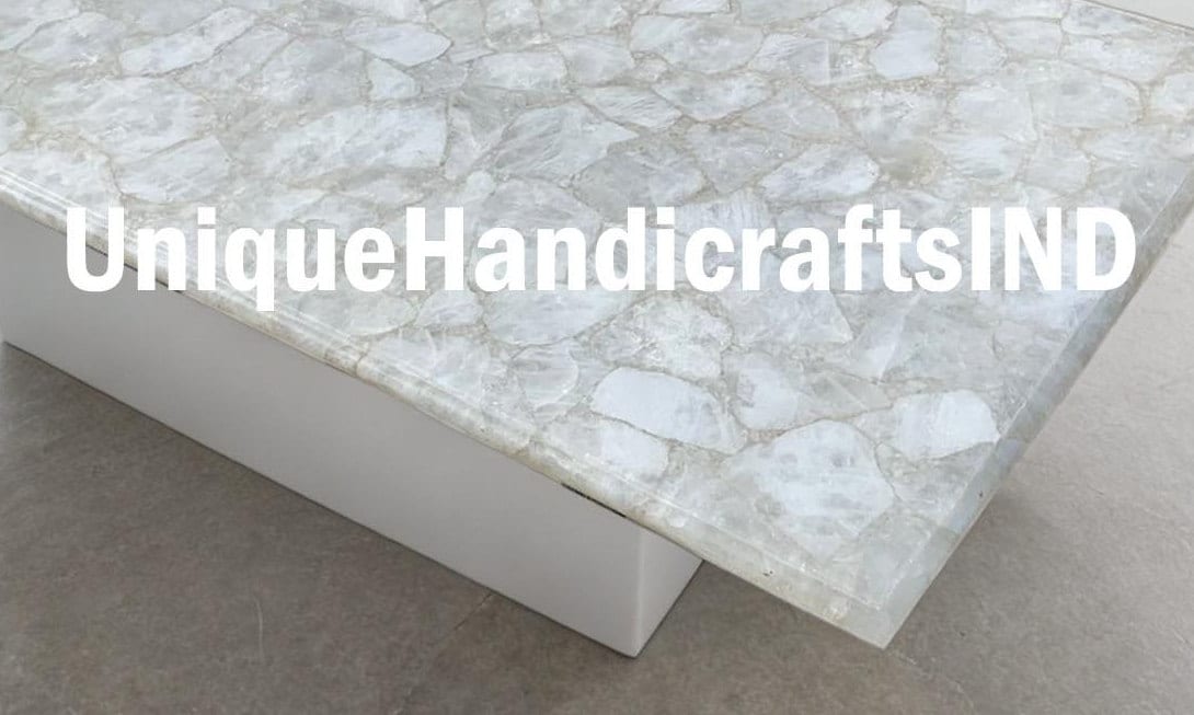 Translucent Kitchen Island, Quartz Kitchen Countertops, Quartz Backlighting, Countertops, Crystal White Agate Stone for Bar Countertop Unique Handicrafts IND