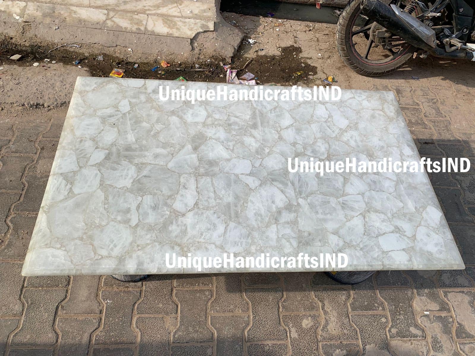 Translucent Kitchen Island, Quartz Kitchen Countertops, Quartz Backlighting, Countertops, Crystal White Agate Stone for Bar Countertop Unique Handicrafts IND