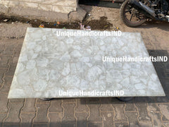 Translucent Kitchen Island, Quartz Kitchen Countertops, Quartz Backlighting, Countertops, Crystal White Agate Stone for Bar Countertop Unique Handicrafts IND