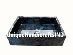 Labradorite Stone Top Sink/Washbasin, Labradorite Inlay Stone Top Geometrical Design Bathroom/Kitchen Accessories, Vessel Bathroom Decor Unique Handicrafts IND