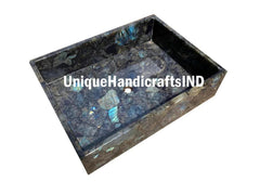 Sink For Bathroom & Kitchen Decor With Labradorite Semi Precious Crystal Stone Arts /Miniature Sink Basin Faucets Bathroom Accessory Unique Handicrafts IND
