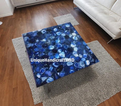Natural Blue Agate Table Top for Coffee Table, Side table, Blue Agate Bed Side Table, Agate End Table, Blue Agate Table Handmade Furniture Unique Handicrafts IND