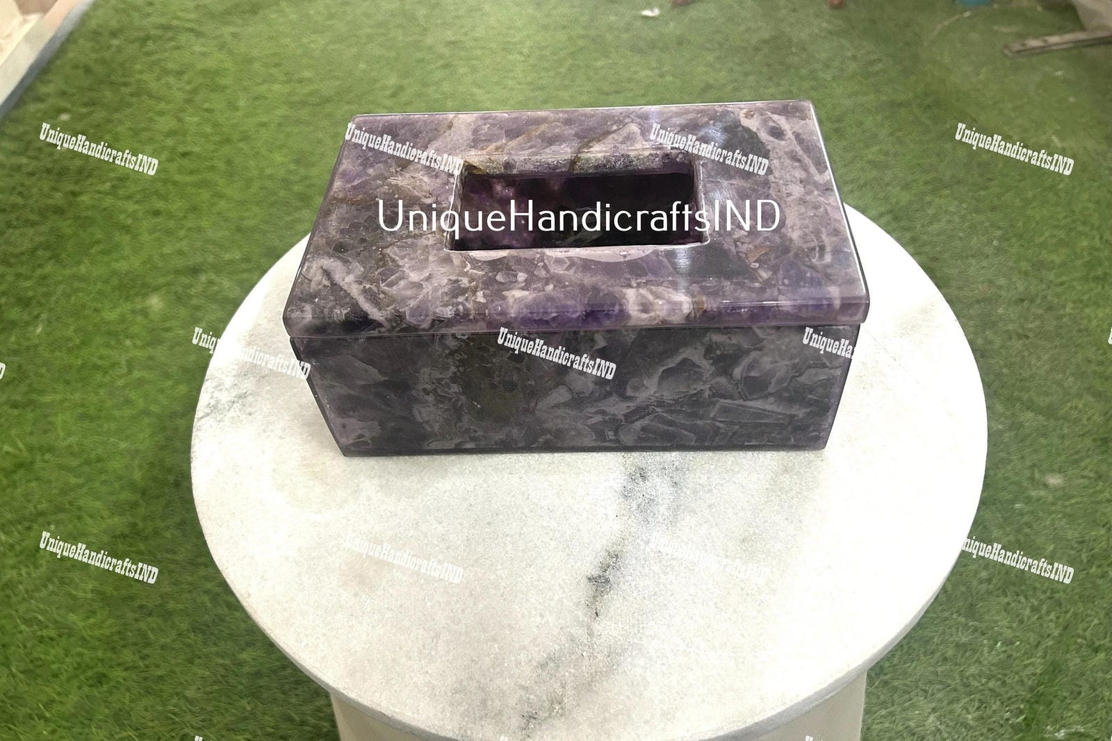 Purple Amethyst Tissue Box / Bathroom Accessories Box/  Agate Tissue Box Natural stones work Bathroom Accessories Home & office Decor Unique Handicrafts IND