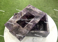 Purple Amethyst Tissue Box / Bathroom Accessories Box/  Agate Tissue Box Natural stones work Bathroom Accessories Home & office Decor Unique Handicrafts IND