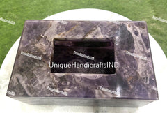Purple Amethyst Tissue Box / Bathroom Accessories Box/  Agate Tissue Box Natural stones work Bathroom Accessories Home & office Decor Unique Handicrafts IND