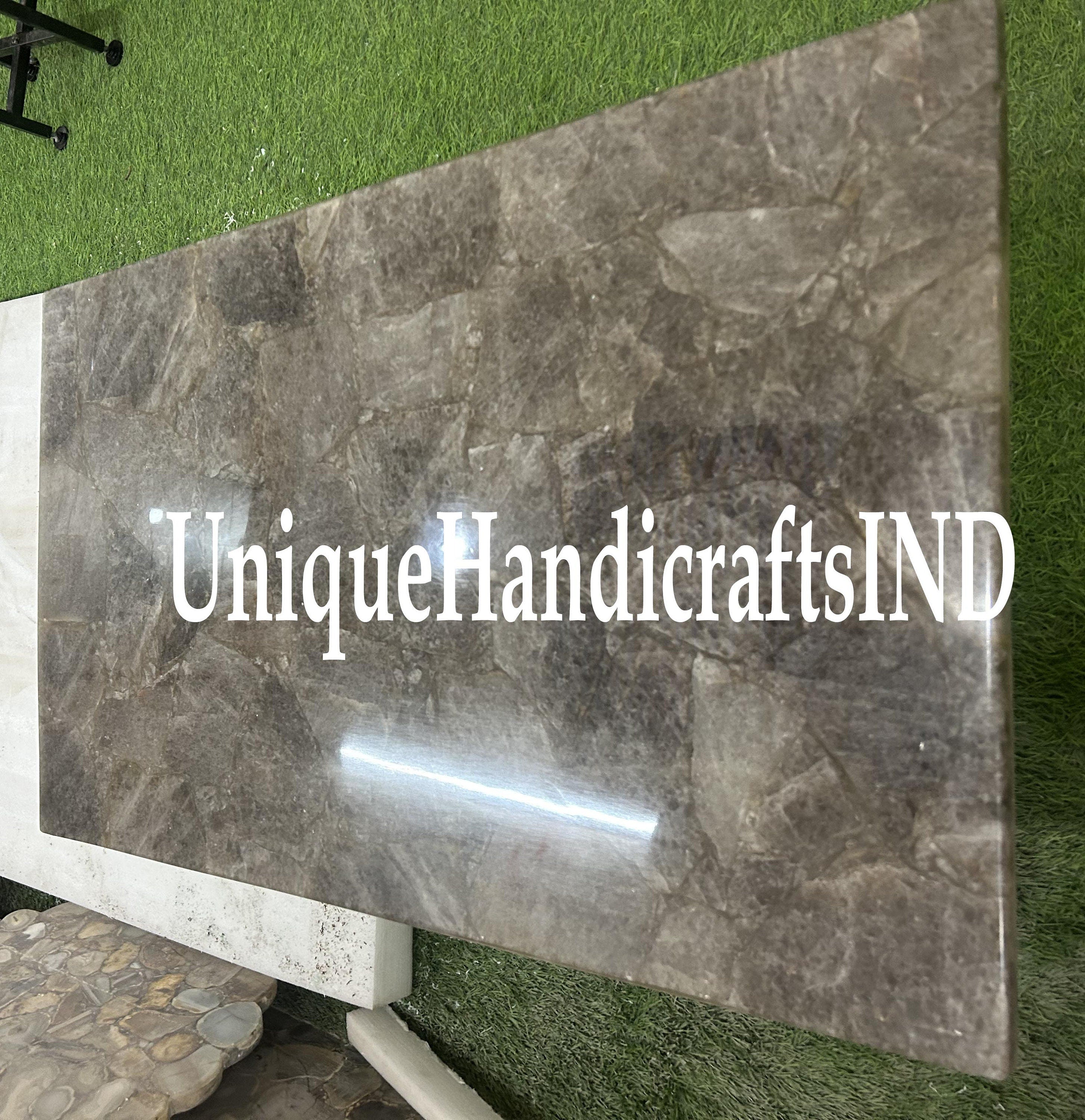 Smoky Quartz coffee/dining Table Top,Natural Smoky Crystal Quartz Hallway Table,Agate Quartz Counter Top for Bar Deco Home Interior Unique Handicrafts IND