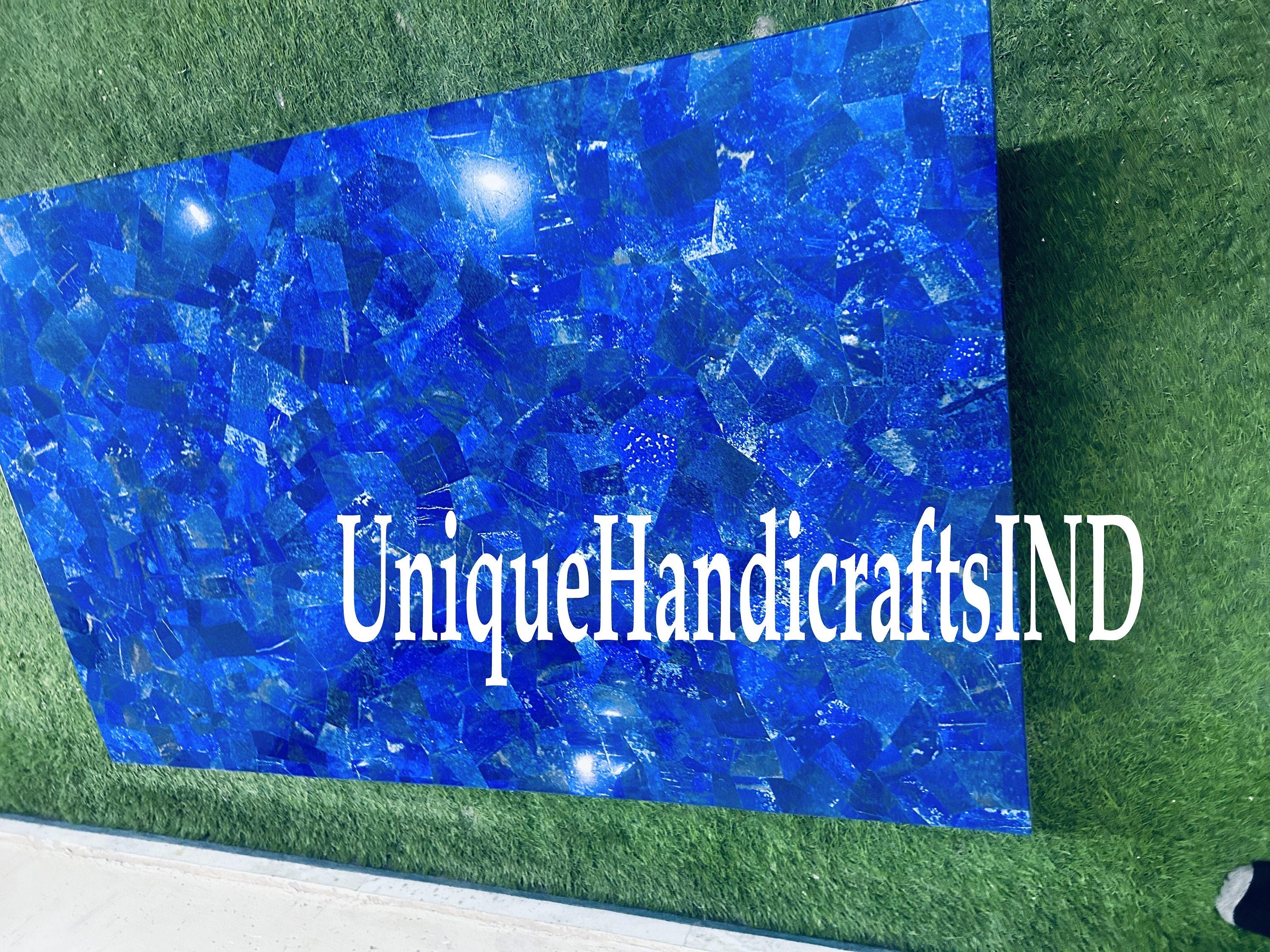 Lapis Lazuli Gemstone Dining Table Top Blue Table Top Kitchen Counter Slab Lapis Lazuli Center Table Top Unique Handicrafts IND
