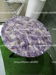 Amethyst Geode Coffee Table, Round Amethyst Dining Table Top, Side, Corner, Center Table, Living Room Tables Decor, Kitchen & Dining Tables Unique Handicrafts IND