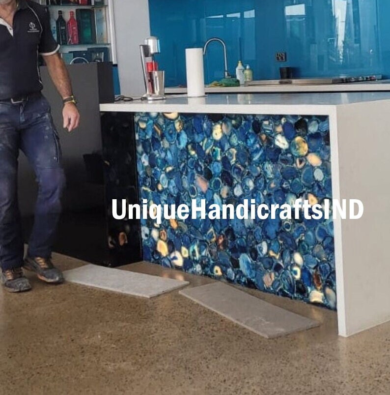 Agate Counter tops , Blue Agate Slab/Counter top  for kitchen, living room, Kitchen Counter Slabs, Bar Countertop Handmade Furniture Decor Unique Handicrafts IND