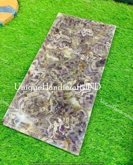 Amethyst Agate Stone Table Top, Coffee, End, Console Table Kitchen Counter Top, Decor Mystical Stone Unique Handicrafts IND