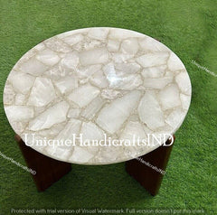 White Quartz Round Coffee Side End Round Center Table Top, Quartz Desk Table Top ,Natural Quartz Table Top Home Décor Interior Unique Handicrafts IND