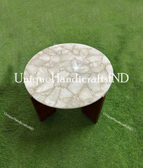 White Quartz Round Coffee Side End Round Center Table Top, Quartz Desk Table Top ,Natural Quartz Table Top Home Décor Interior Unique Handicrafts IND