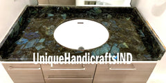 Bathroom Countertop Sink Vanity Slab With Labradorite Semi Precious Stone Handmade Furniture Home Decor Unique Handicrafts IND