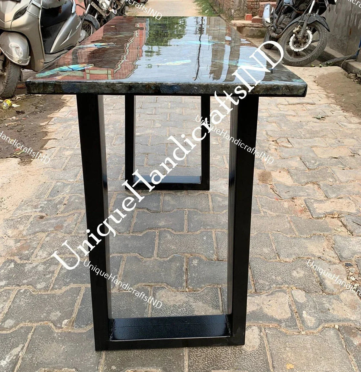 Labradorite Console Table Top Statement Piece for Your Home & Office, Labradorite Table,Home Decor,Furniture,Gemstone Stone Top Unique Handicrafts IND