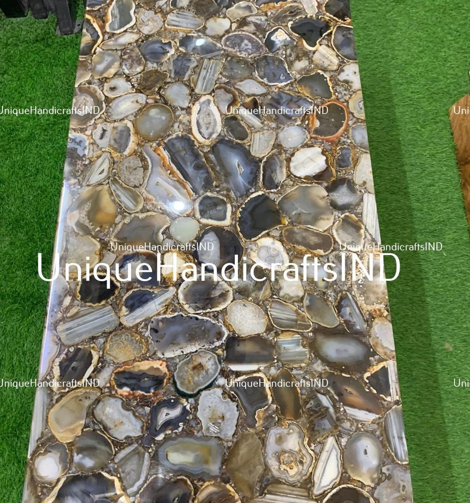 Coffee Table, Wild Geode Agate Coffee Table, Center Table, Handmade Furniture, Gemstone Table, Stone Kitchen Countertop Home Decor Unique Handicrafts IND