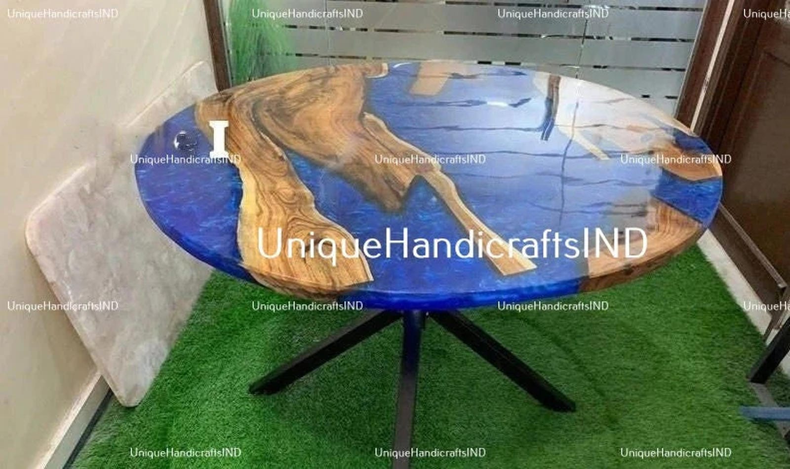 Epoxy wooden Table , rustic live edge coffee table, perfect for living room decor,unique handmade gift for housewarming or weddings. Unique Handicrafts IND