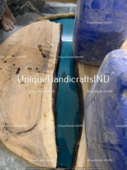 Epoxy Coffee Table Top  in Teal color epoxy Unique Handicrafts IND