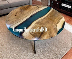 Epoxy Coffee Table Top  in Teal color epoxy Unique Handicrafts IND