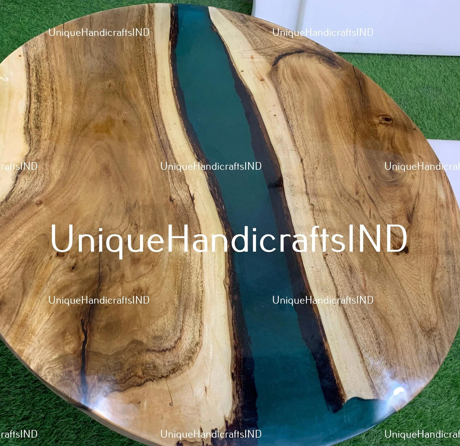Epoxy Coffee Table Top  in Teal color epoxy Unique Handicrafts IND