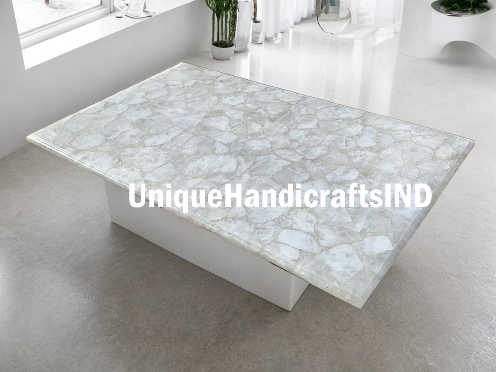 Translucent Kitchen Island, Quartz Kitchen Countertops, Quartz Backlighting, Countertops, Crystal White Agate Stone for Bar Countertop Unique Handicrafts IND