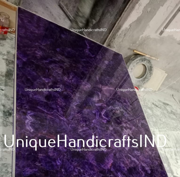 Purple Amethyst Stone Table Top, Kitchen Island, Counter Top Slabs, Indoor Outdoor Decor Mystical Stone Unique Handicrafts IND