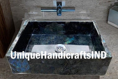 Labradorite Stone Top Sink/Washbasin, Labradorite Inlay Stone Top Geometrical Design Bathroom/Kitchen Accessories, Vessel Bathroom Decor Unique Handicrafts IND
