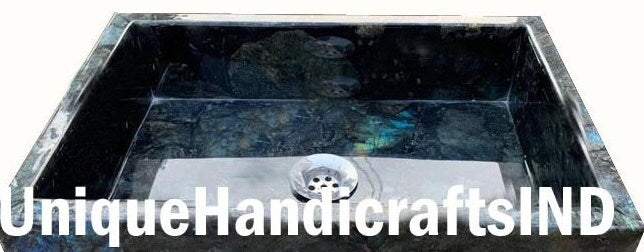 Labradorite Stone Top Sink/Washbasin, Labradorite Inlay Stone Top Geometrical Design Bathroom/Kitchen Accessories, Vessel Bathroom Decor Unique Handicrafts IND
