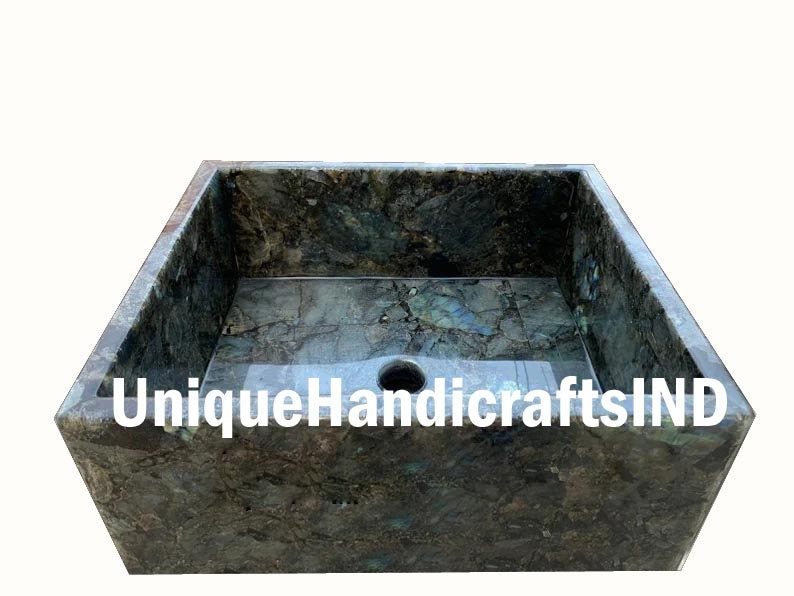 Sink For Bathroom & Kitchen Decor With Labradorite Semi Precious Crystal Stone Arts /Miniature Sink Basin Faucets Bathroom Accessory Unique Handicrafts IND