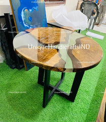 Epoxy Round Table top, Coffee /Side Sofa, center table top , Wood Table ,Custom Order, Epoxy Resin River Table, round Wood Unique Handicrafts IND