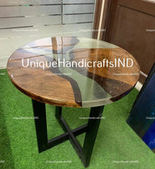 Epoxy Round Table top, Coffee /Side Sofa, center table top , Wood Table ,Custom Order, Epoxy Resin River Table, round Wood Unique Handicrafts IND