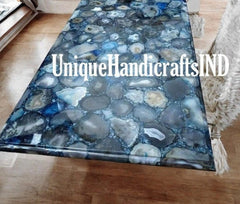 Blue Agate Stone Coffee Dining Table, Kitchen Slab Use to Countertop Slab ,Bars & Counters,Interior Decor, Wall Decor, Home And Office Decor Unique Handicrafts IND