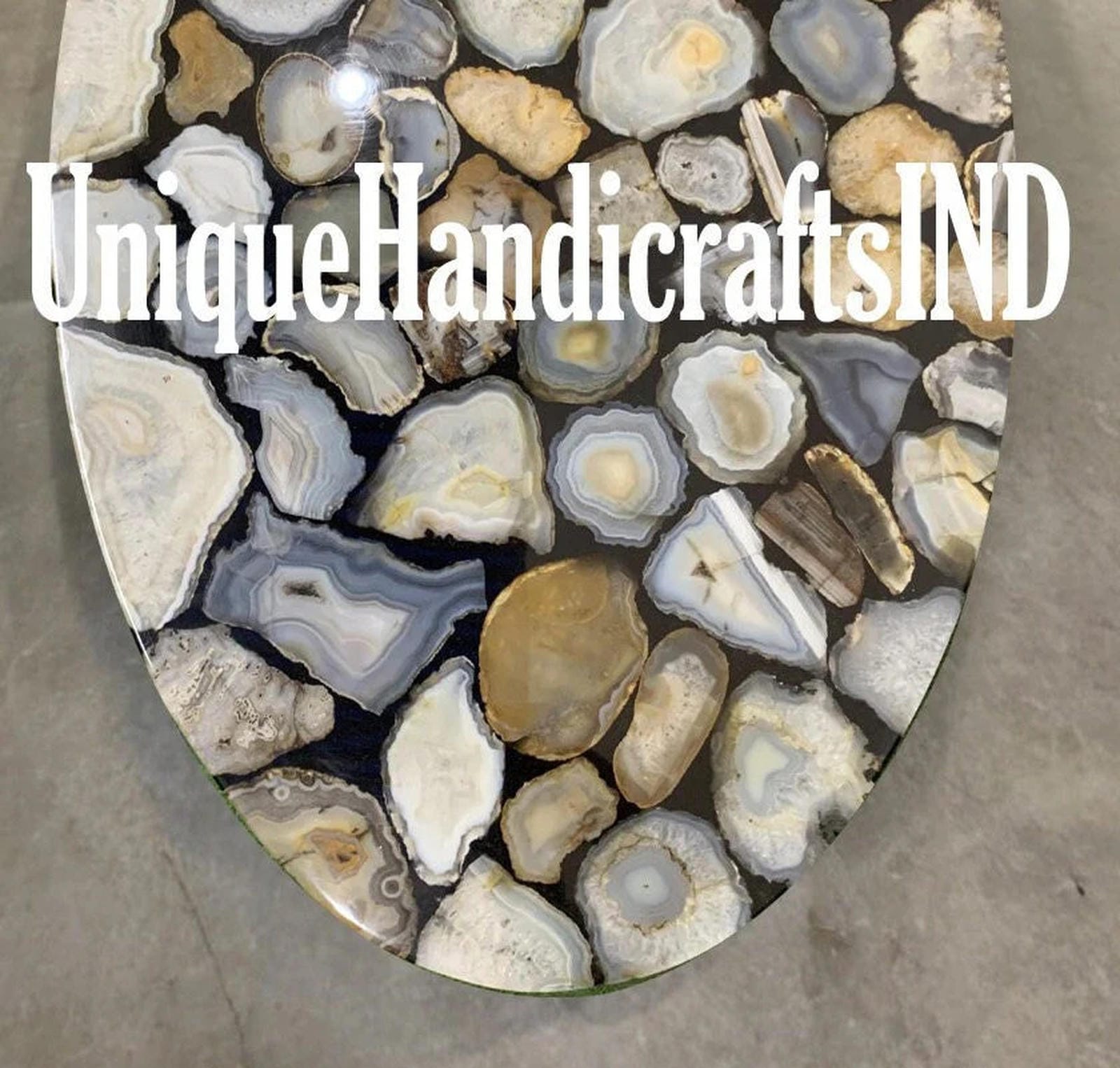 Oval Dining Table Top ,Handmade Coffee, Dining, Center, Sofa Table Top With Natural Agate Stone Art Living Room Decor Furniture Unique Handicrafts IND