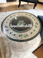 Coffe Table in Mother of Pearls stone  Inlay work with Metal legs Unique Handicrafts IND